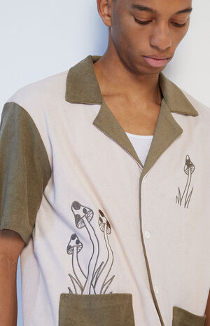 Mushroom Block Embroidery Terry Camp Shirt image number 2