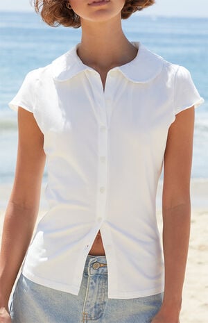 White Rue Collared Top image number 2