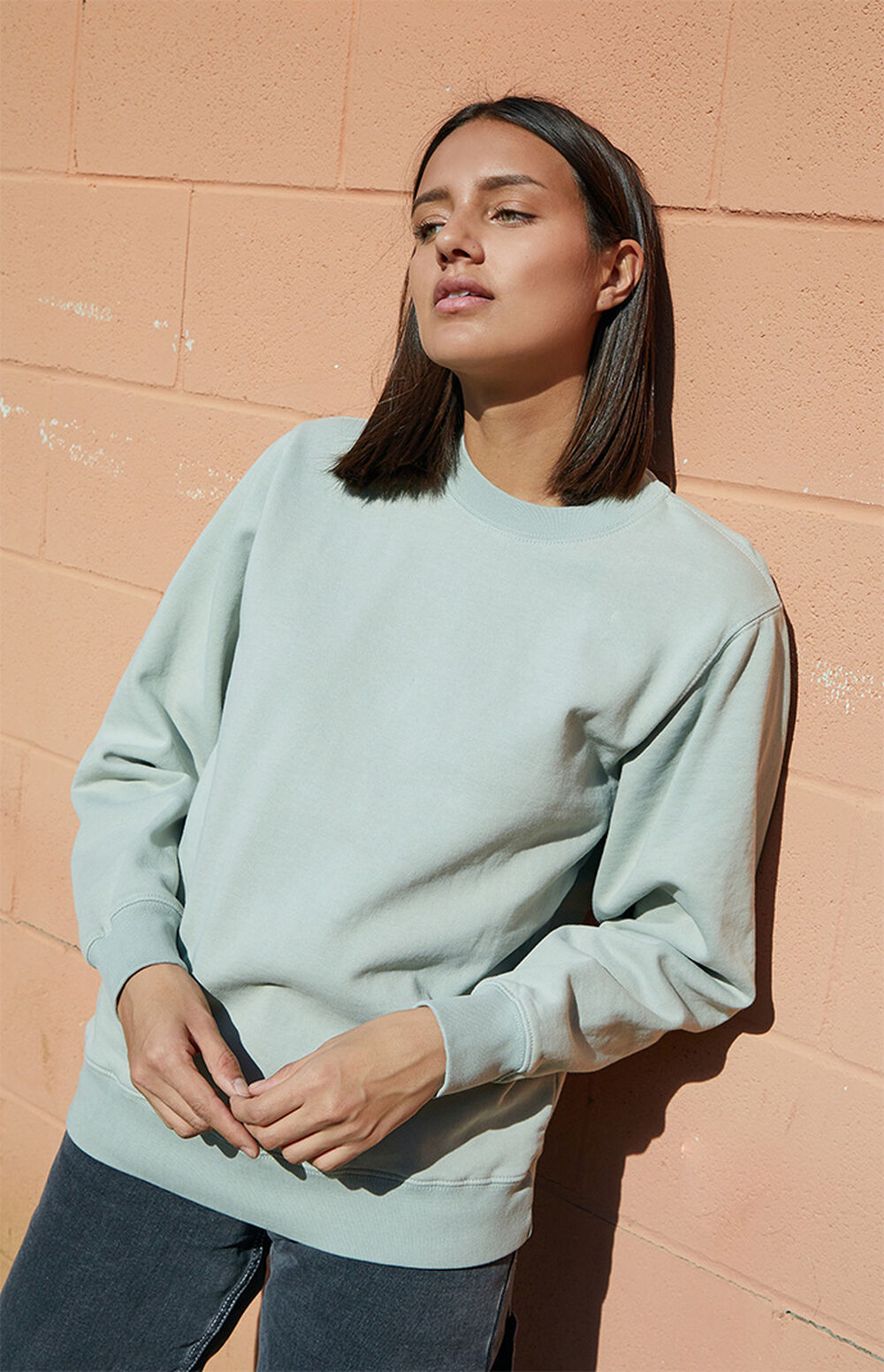 John Galt Pale Sage Green Crew Neck Sweatshirt PacSun