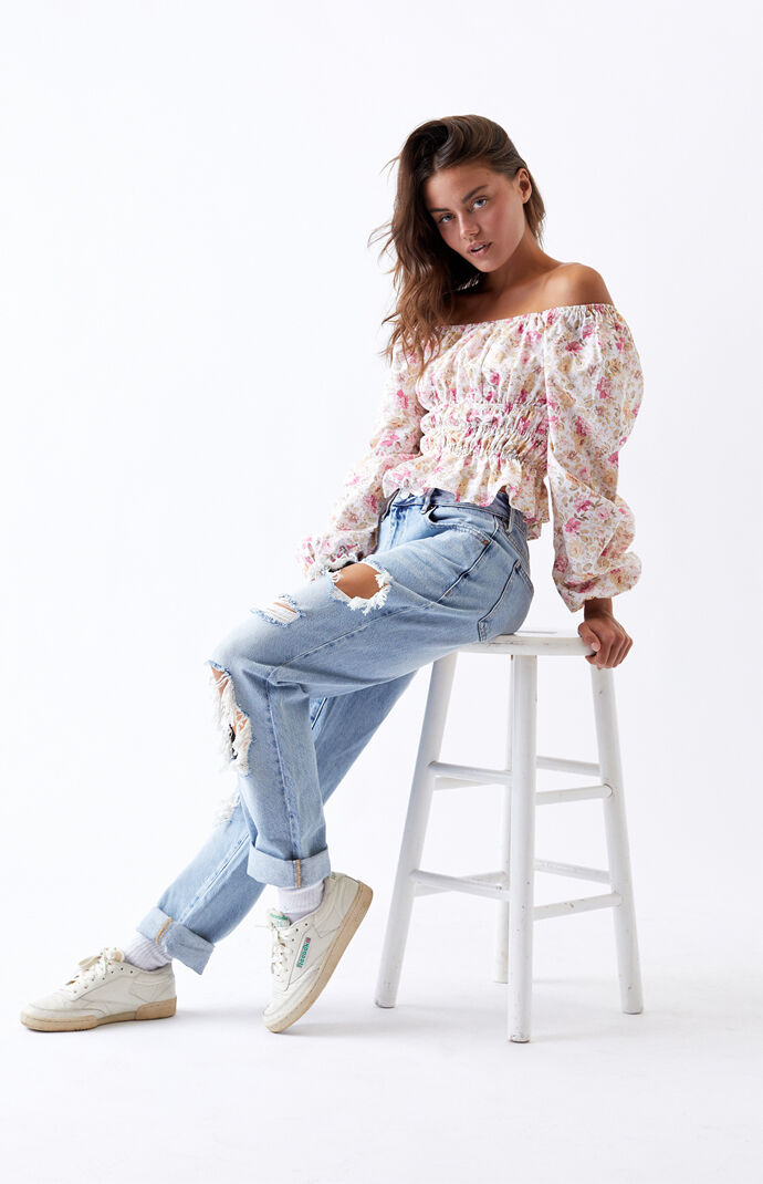 Off-The-Shoulder Smocked Blouse