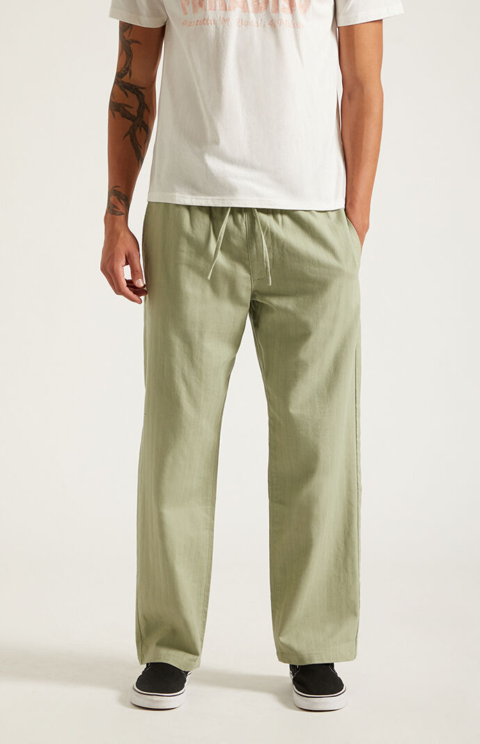 Pacsun Olive Straight Leg Linen Pants