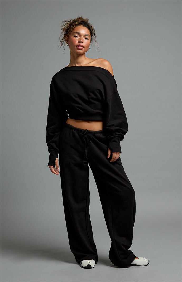 PAC 1980 Active French Terry Off-The-Shoulder Sweatshirt