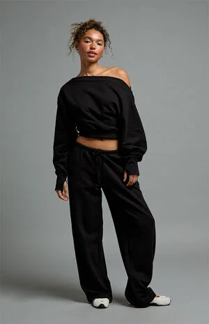 Active French Terry Off-The-Shoulder Sweatshirt image number 1