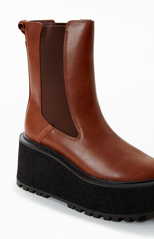 Women's Brown Susan Faux Leather Lug Sole Chelsea Boots image number 6