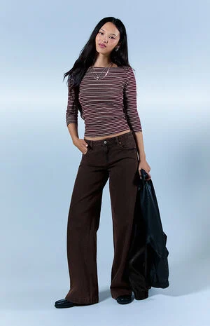 Casey Low Rise Baggy Jeans Brown image number 1