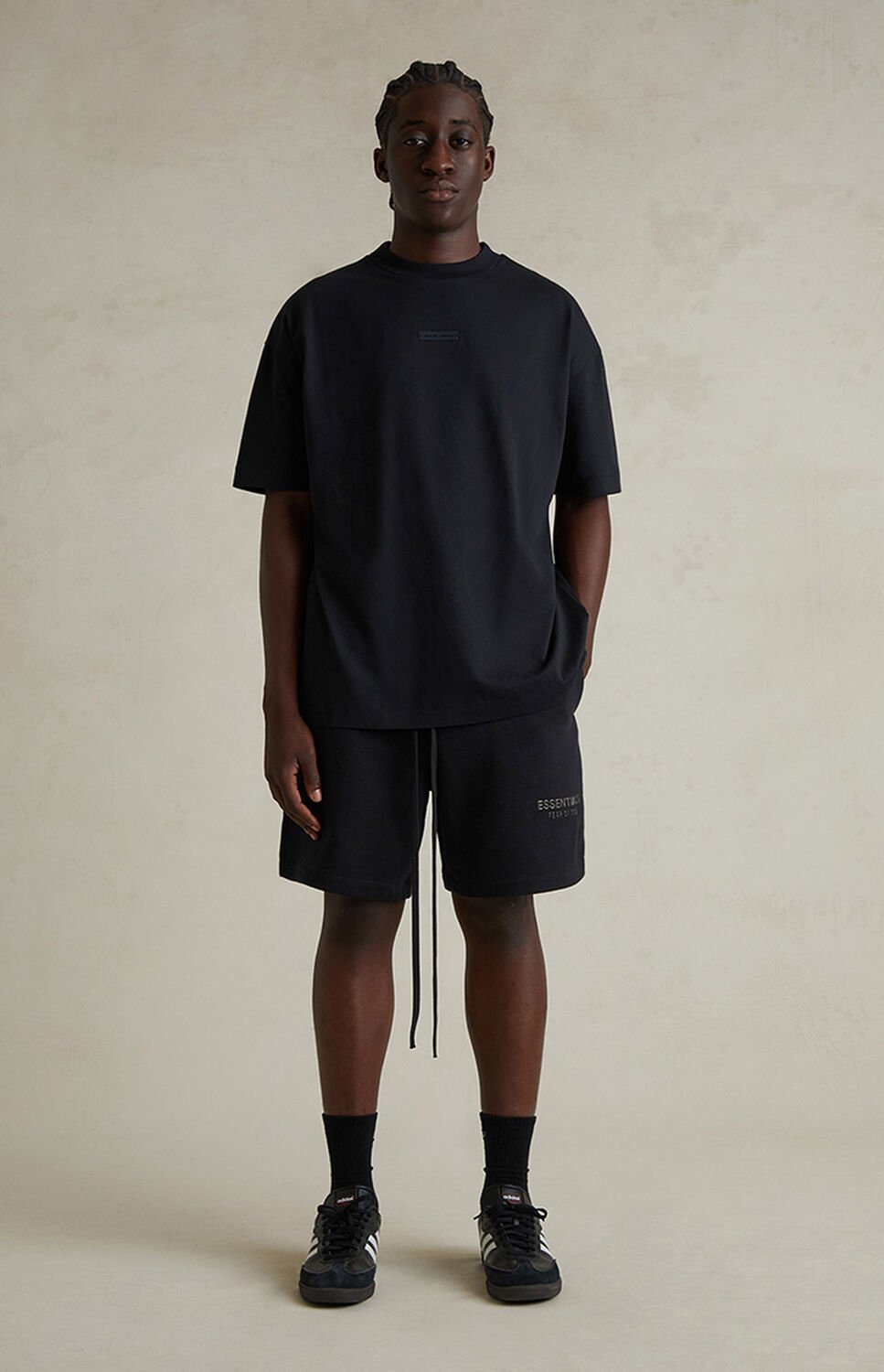 Fear of God ESSENTIALS Jet Black Soccer Fleece Sweat Shorts thumbnail 6