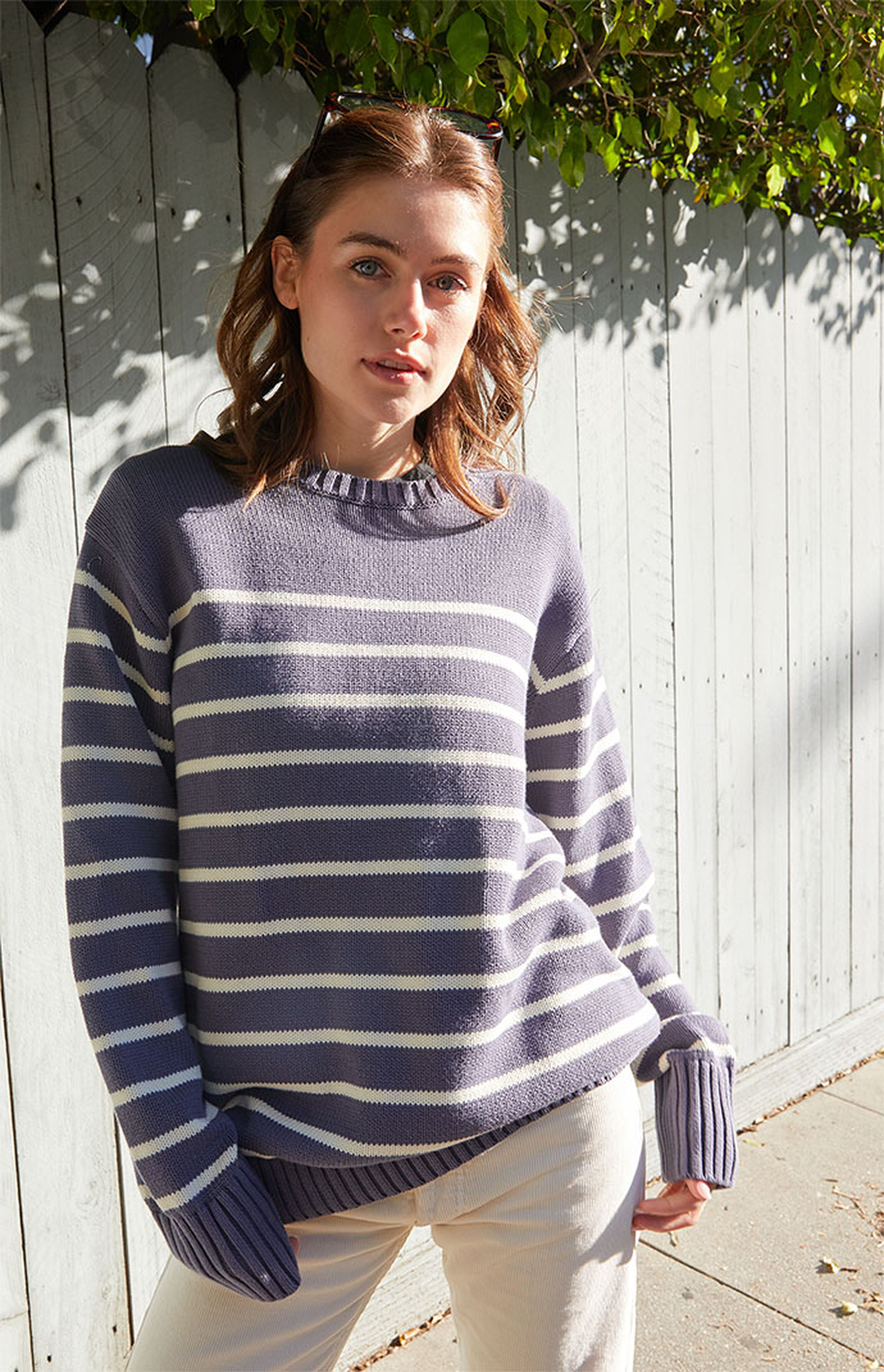 John Galt Blue & White Brianna Sweater PacSun