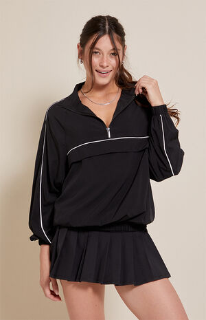 Active Black Half Zip Windbreaker Track Jacket image number 1