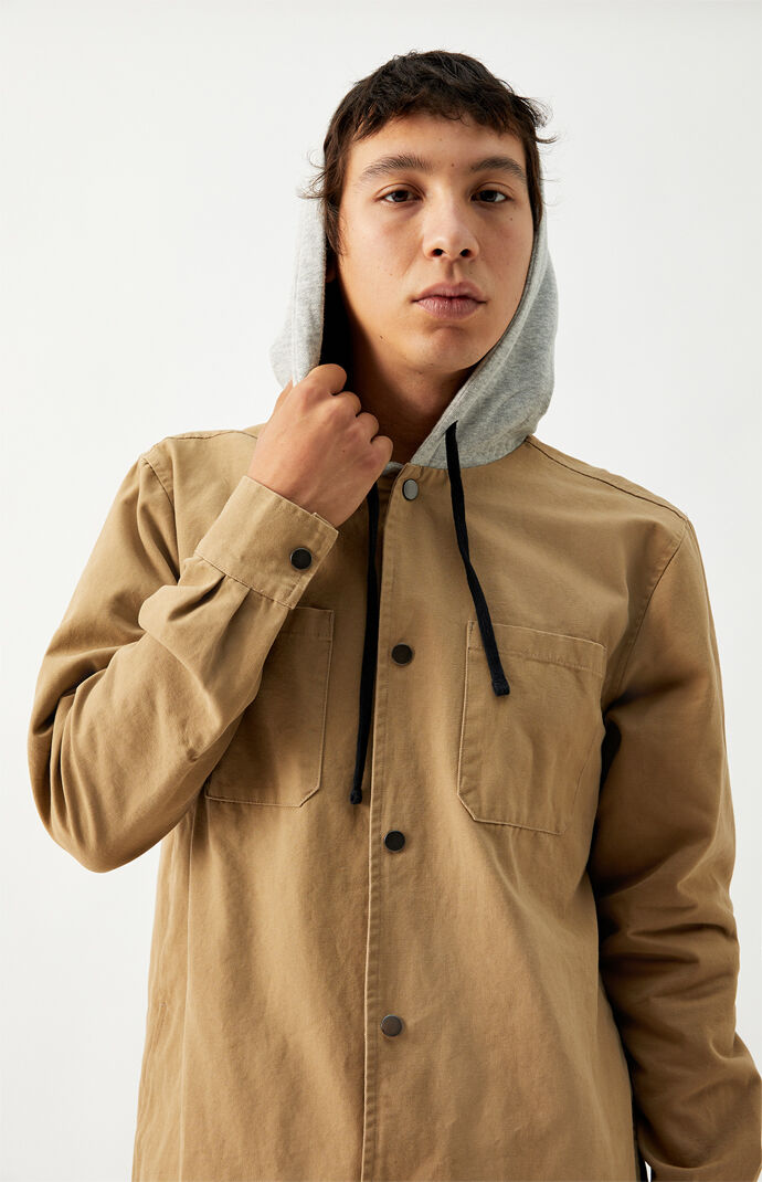 Tan Hooded Shacket