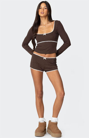 Juliana Polka Dot Ribbed Top image number 4