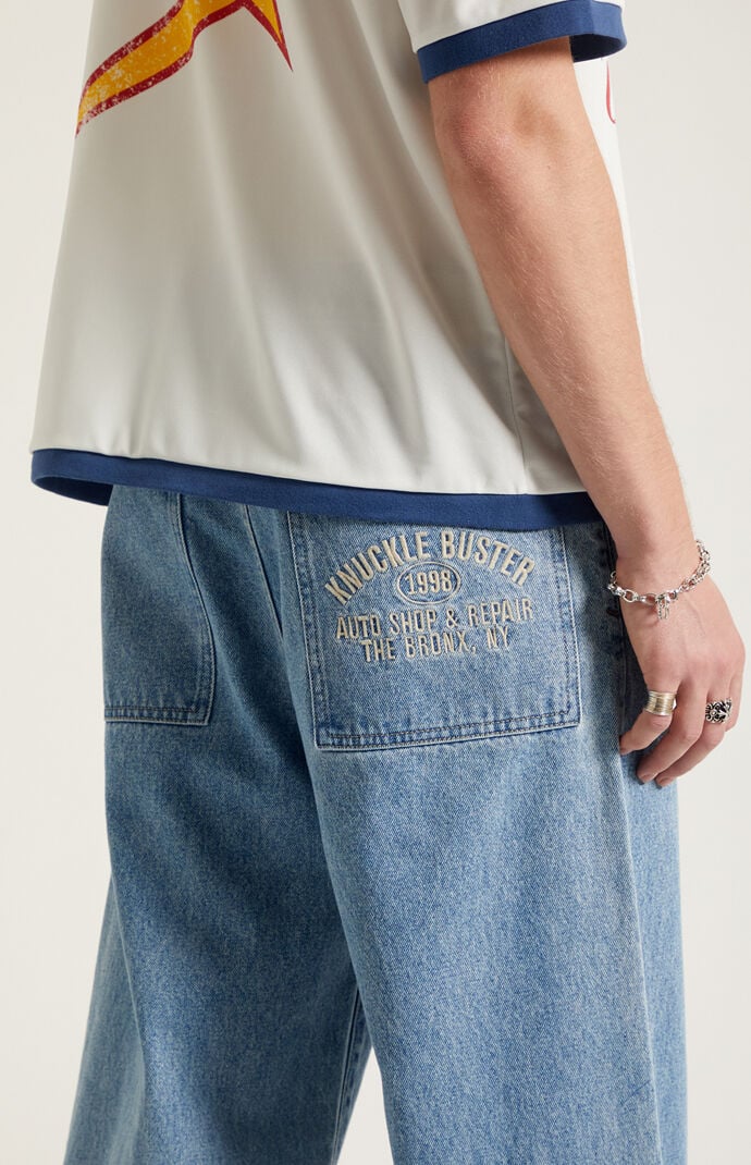 Pacsun Blake Extreme Baggy Jeans Embroidered Medium Blue | Pacsun