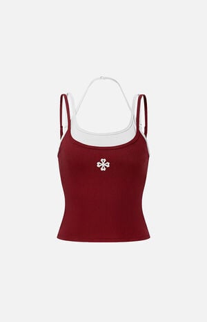 Contrast Layered Cross Logo Halter Top image number 3