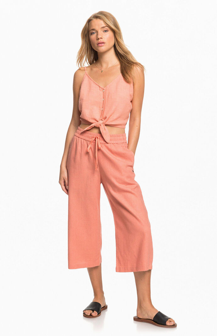 Coral Tiny Mutinies Cropped Tank Top