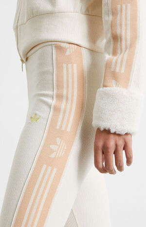 adidas Originals 'Ski Chic' flared ribbed leggings in black