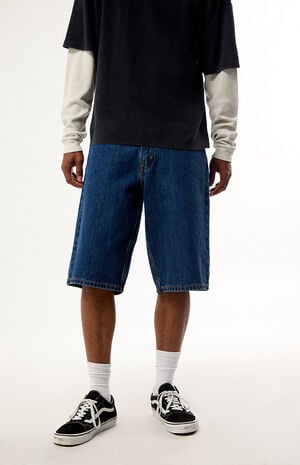 Dark Blue 470 Baggy Jean Shorts image number 2