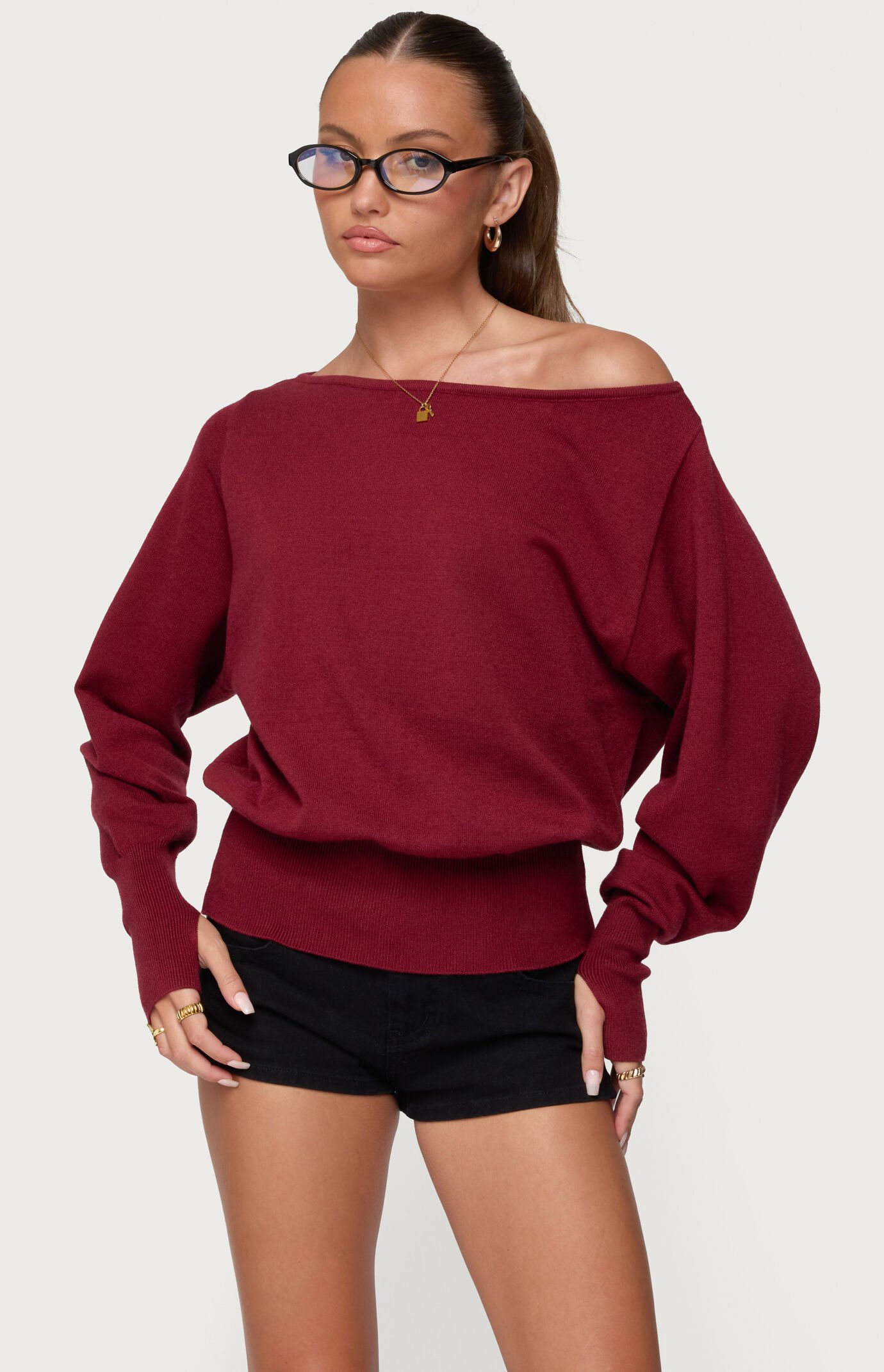 Edikted Off Shoulder Oversized Sweater