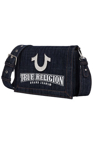 Bling Horseshoe Denim Messenger Bag image number 3