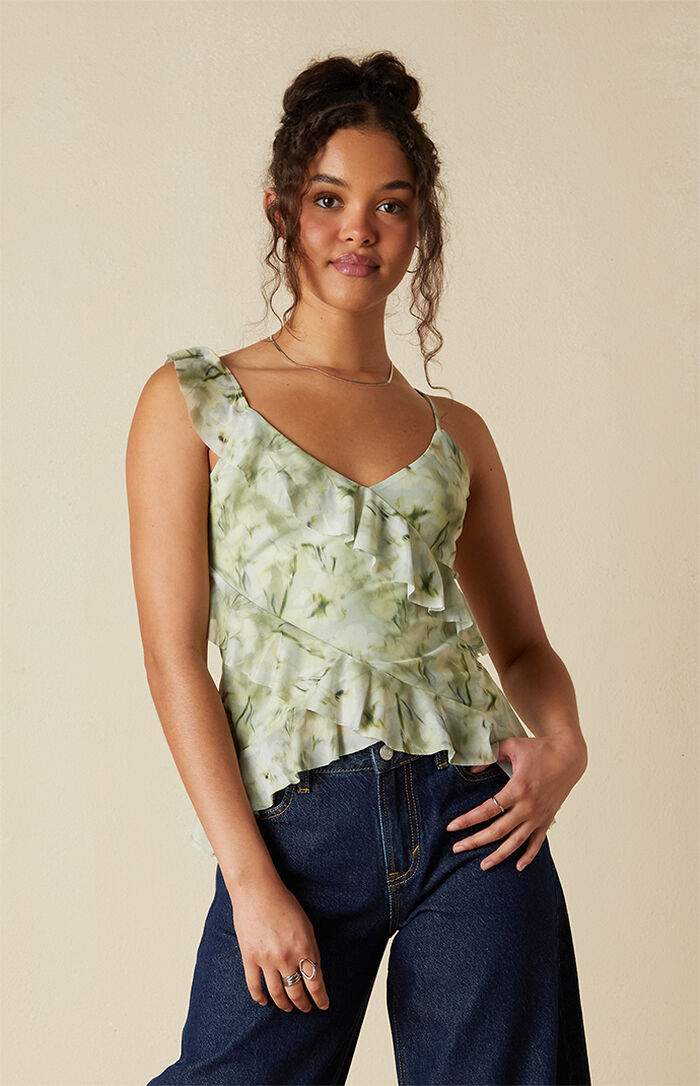 Hardware Ruffle Tank Your Favorite Josie Mesh Ruffle Tank Top | Pacsun