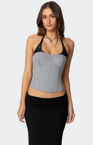 Jara Layered Lace Halter Corset image number 1