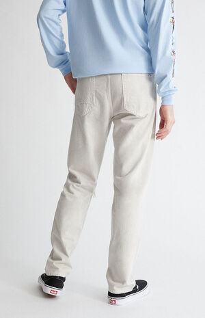 Recycled Subtle Gray Slim Taper Ripped Jeans image number 4