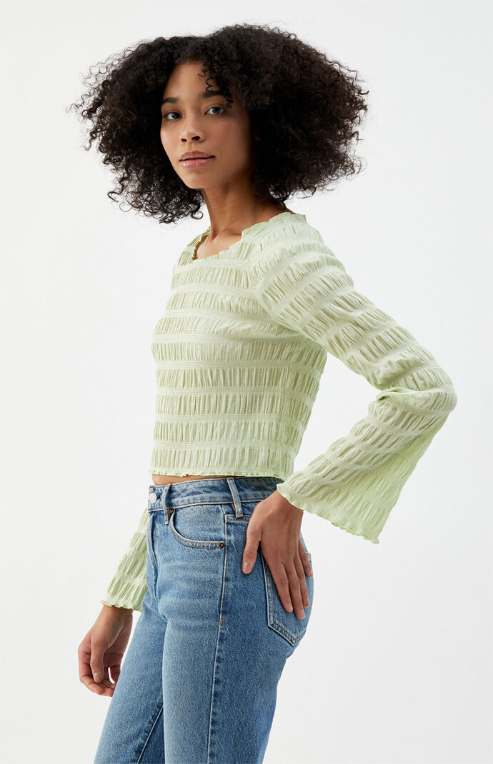 Shirred Long Sleeve Top
