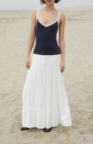 Navy Honor Lace Tank Top image number 4