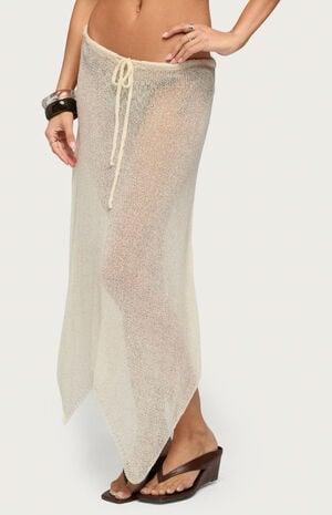 Isla Handkerchief Sheer Knit Midi Skirt image number 2