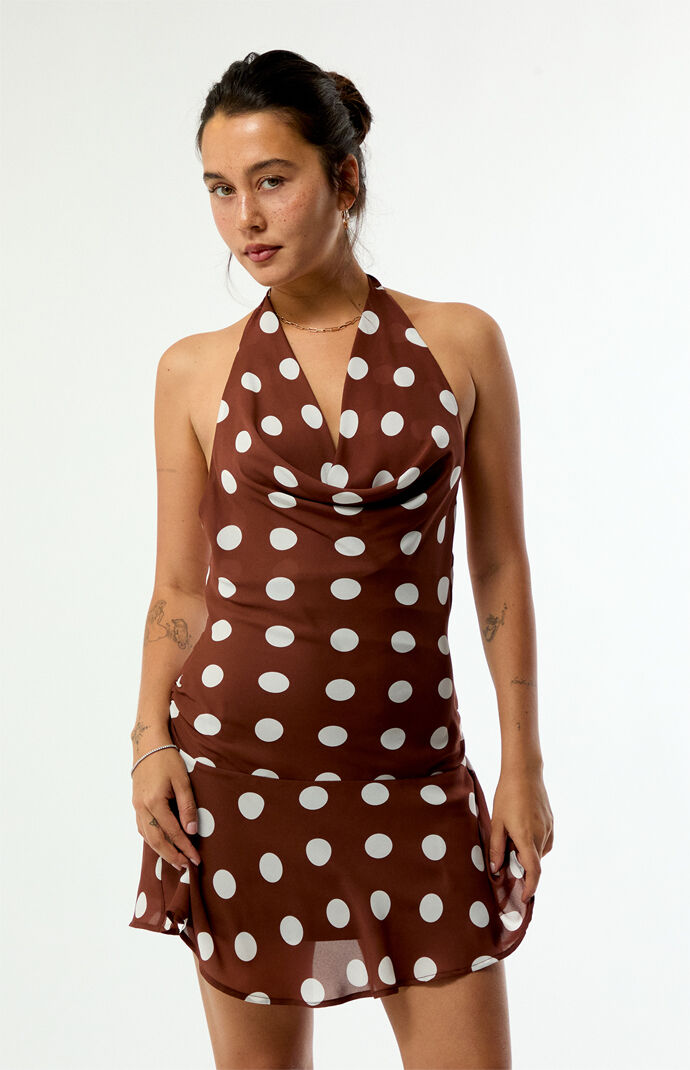 Beverly and Beck Tate Polka Dot Cowl Mini Dress