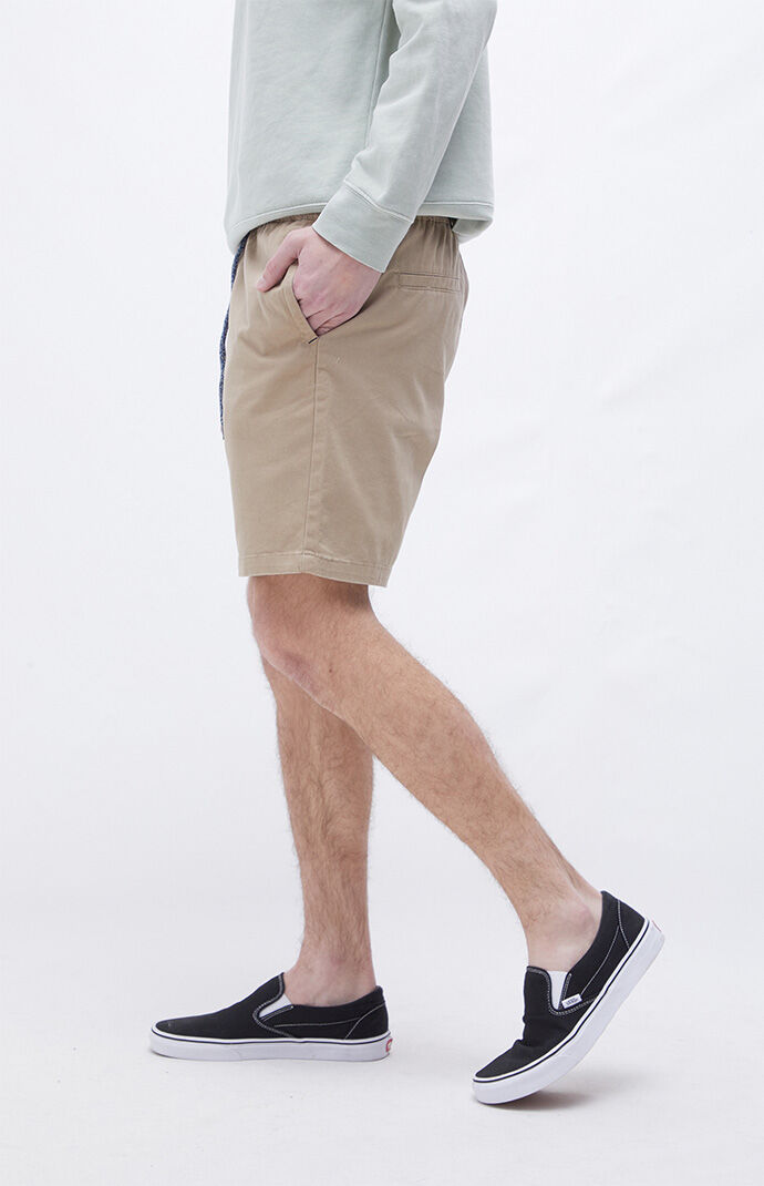 Twill Khaki Drawstring Shorts