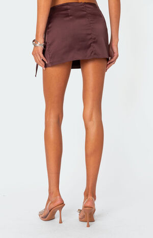 Bea Bow Ribbon Slit Satin Mini Skirt image number 5