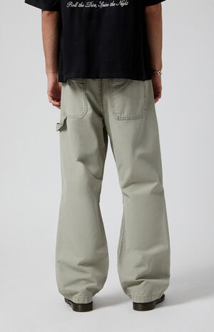 Olive Reinforced Knee Panels Baggy Carpenter Pants image number 4