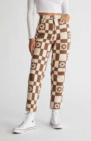 Eco Flower Checkerboard High Waisted Straight Leg Jeans image number 2