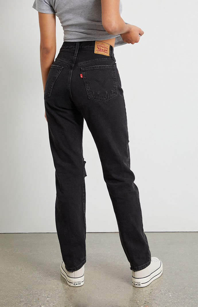 Levi's Black 501 Ripped High Rise Jeans | PacSun