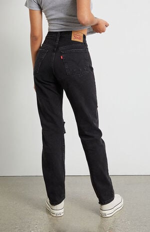 Black 501 Ripped High Rise Jeans image number 4