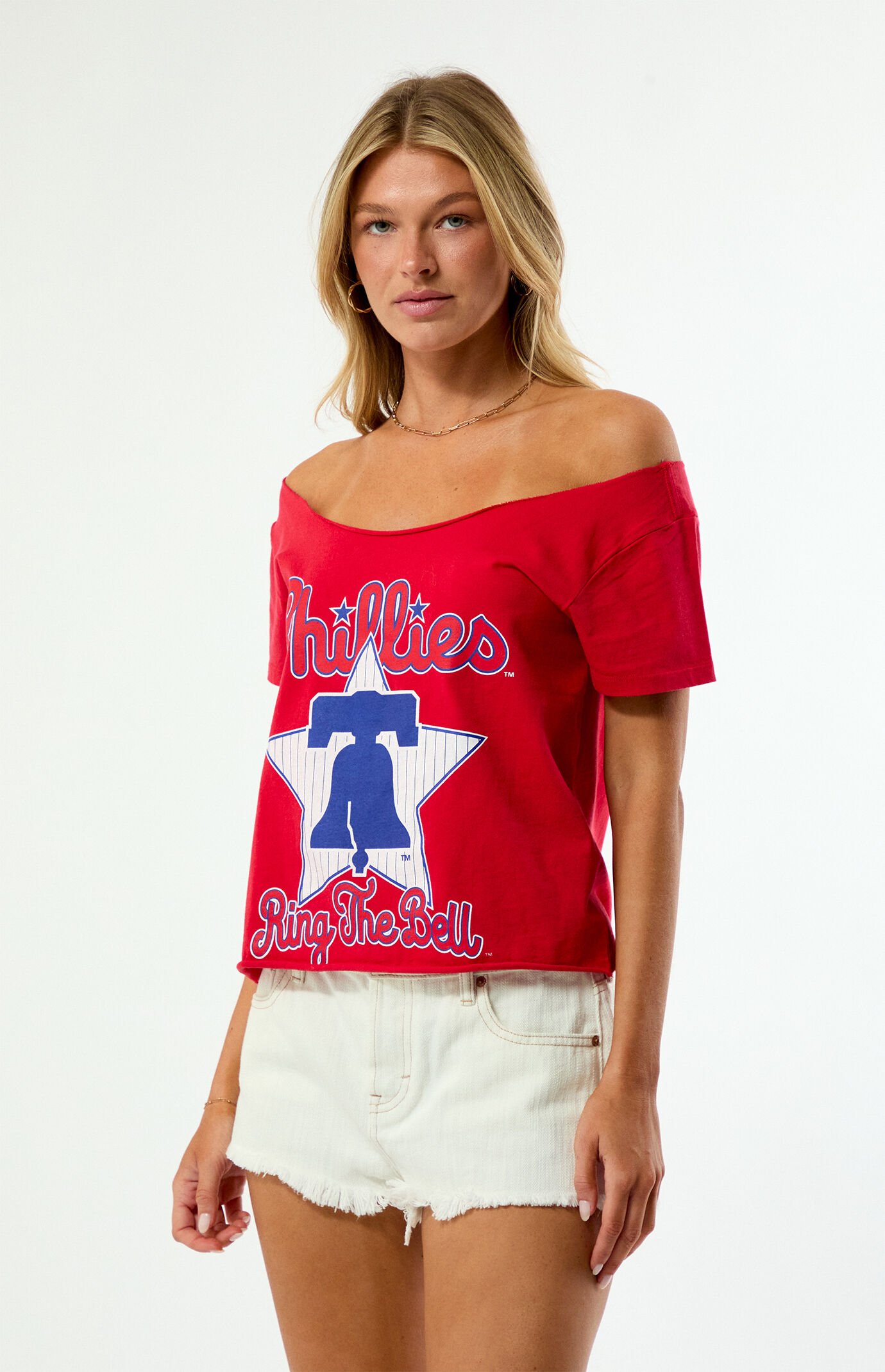 WILD COLLECTIVE x MLB Philadelphia Phillies Off-The-Shoulder T-Shirt