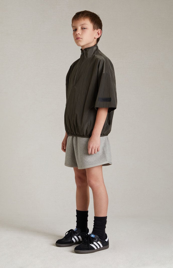 Kids Fear of God Essentials Dark Heather Oatmeal Sweat