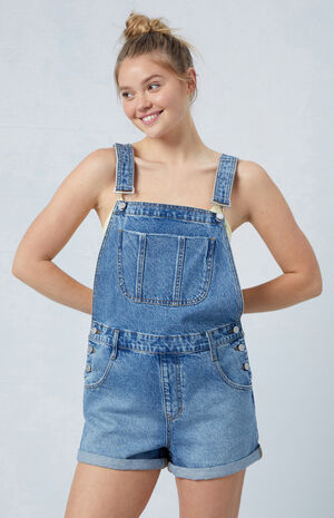 Eco Medium Indigo Denim Short Overalls image number 1
