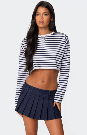 Stripey Cropped Long Sleeve T-Shirt image number 3