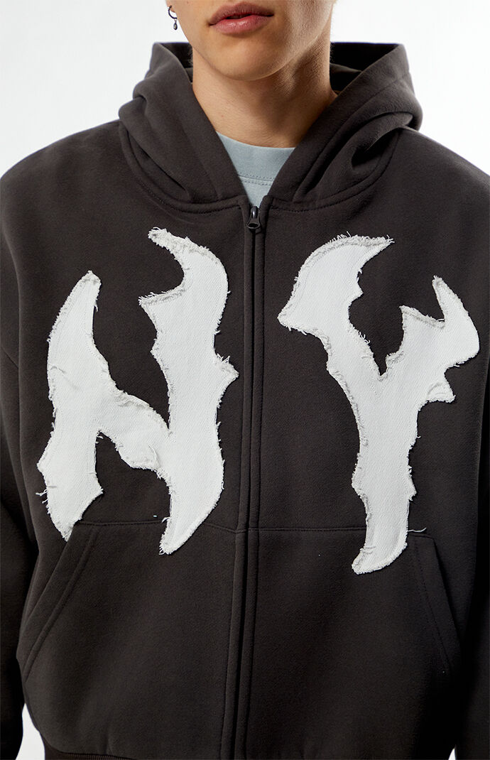 Pacsun NY Raw Applique Full Zip Up Hoodie | PacSun
