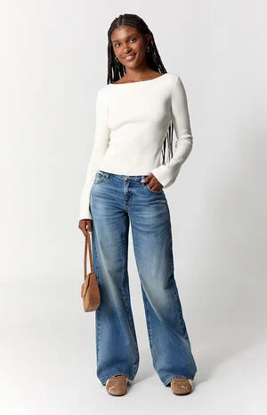 Casey Low Rise Baggy Jeans Medium Indigo image number 6