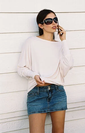 Light Pink Aina Off-The-Shoulder Long Sleeve Top image number 1