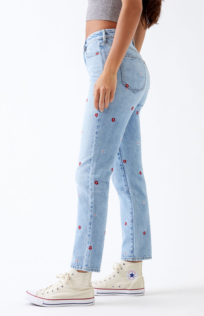 PacSun Red Daisy Mom Jeans PacSun