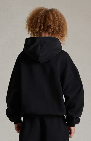Essentials Jet Black Nylon Fleece Hoodie image number 3