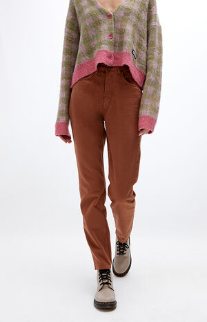 Tan Butt Cut Mom Jeans Tan Butt Cut Mom Jeans image number null