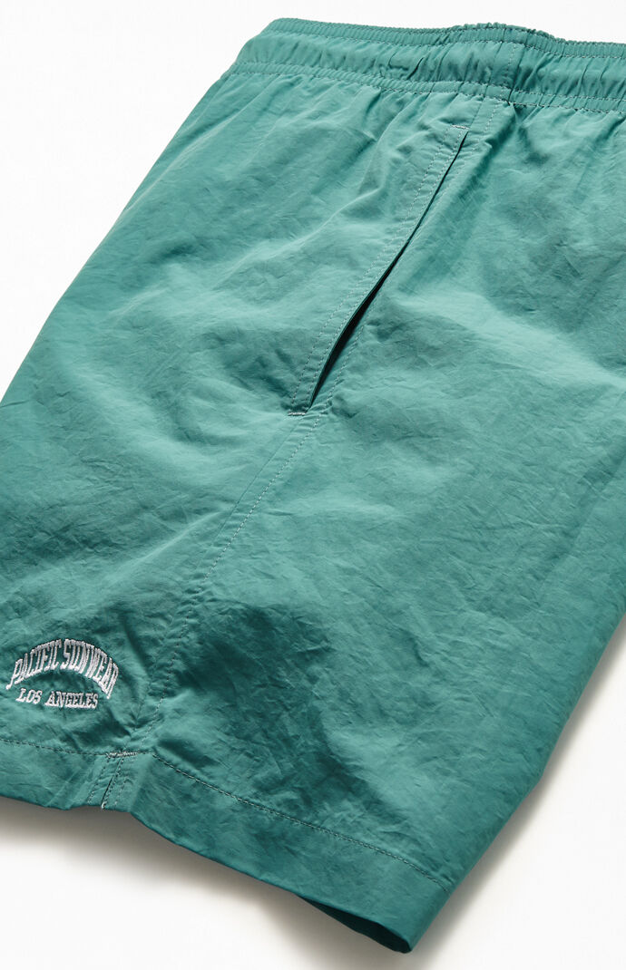 Embroidered Logo Solid 17" Swim Trunks