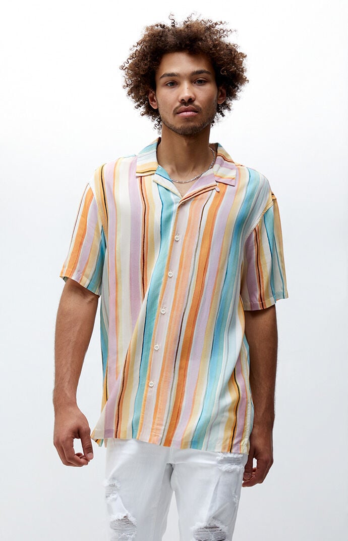 PacSun Watercolor Stripe Camp Shirt 