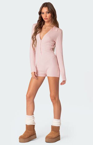 Lillian Button Front Knit Romper image number 3