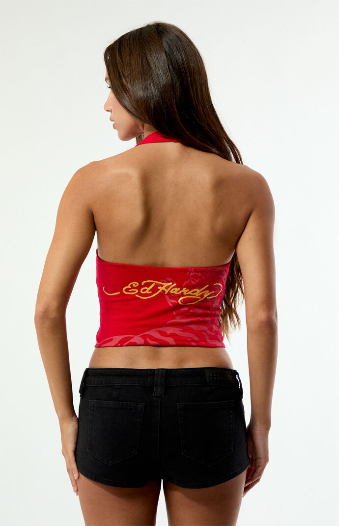 Ed Hardy Leopard Panther Halter Top