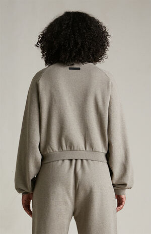 Women's Heather Grey University Fleece Cropped Crew Neck Sweatshirt image number 4