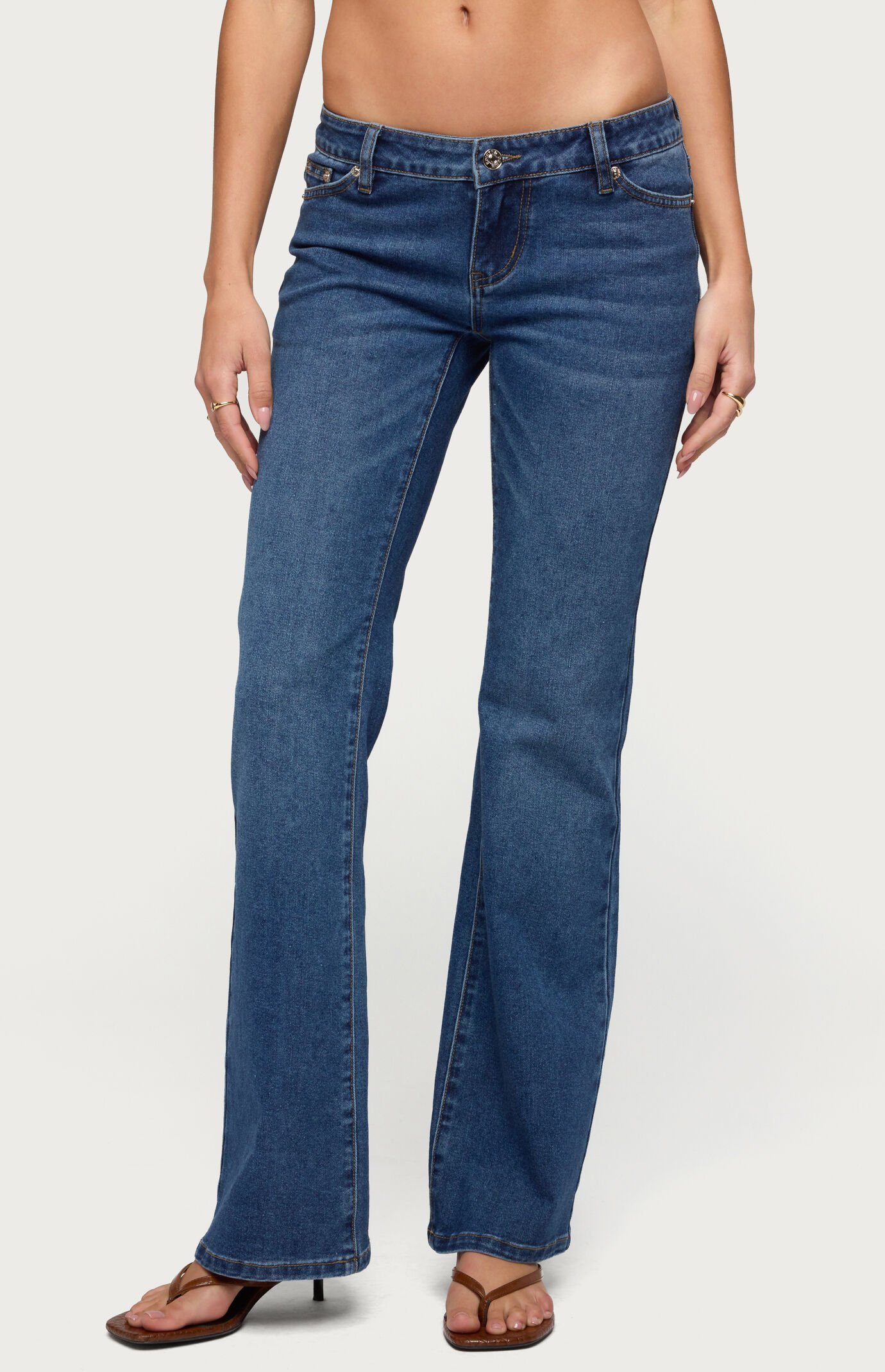 Edikted Vania Ultra Low Rise Bootcut Jeans